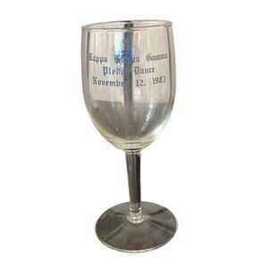 Vintage 1983 Kappa Kappa Gamma Pledge Dance November 12, 1983 Wine Glass w Crest